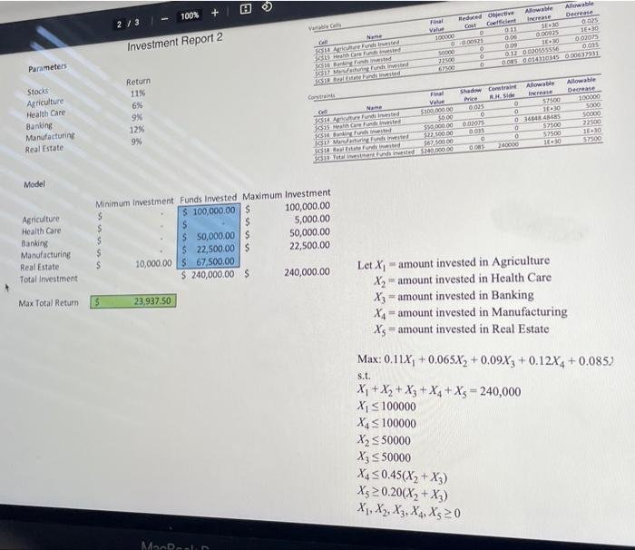 Solved You have been tasked with reviewing investment Report | Chegg.com