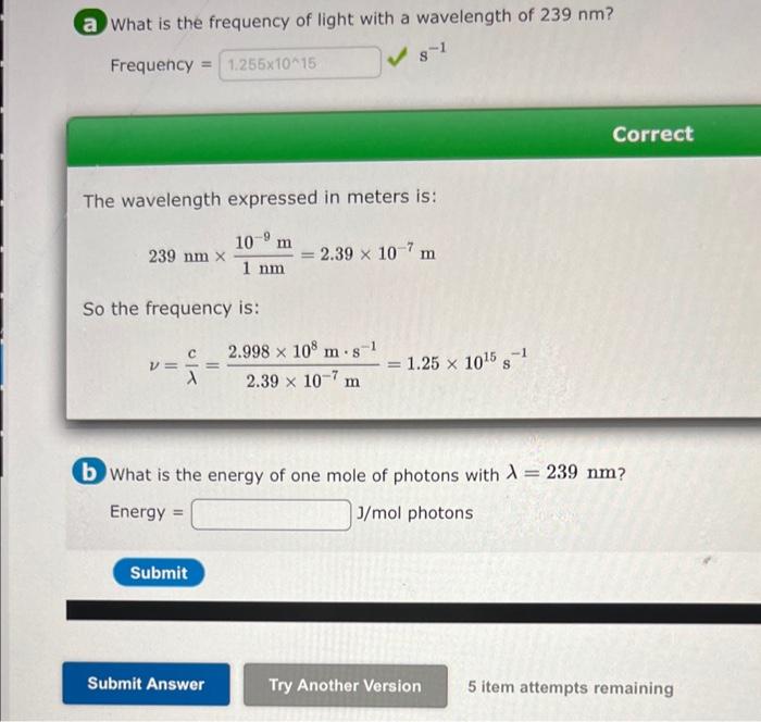 Solved (a) What is the frequency of light with a wavelength | Chegg.com