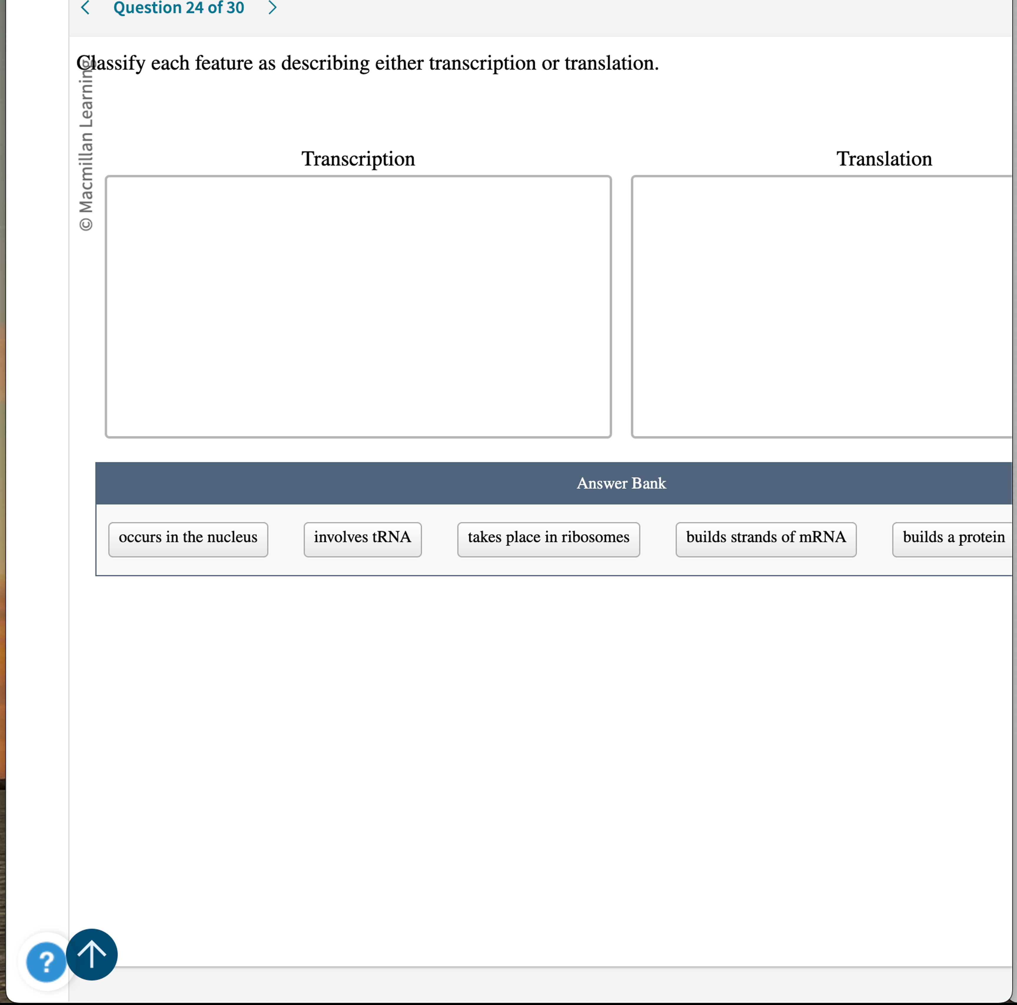 Solved Question 24 ﻿of 30Glassify each feature as describing | Chegg.com
