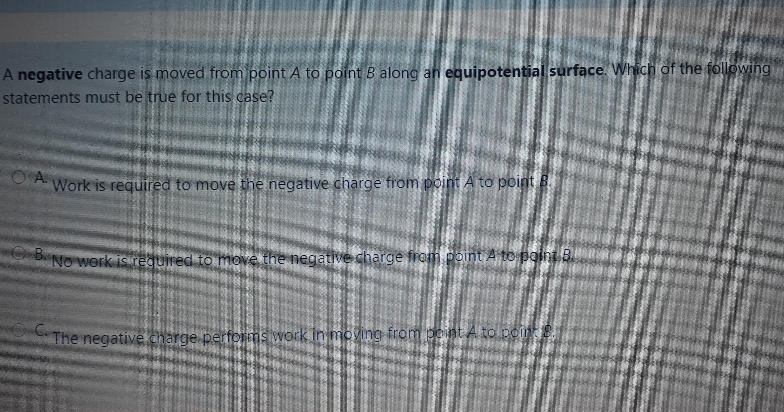 Solved A negative charge is moved from point A to point B | Chegg.com