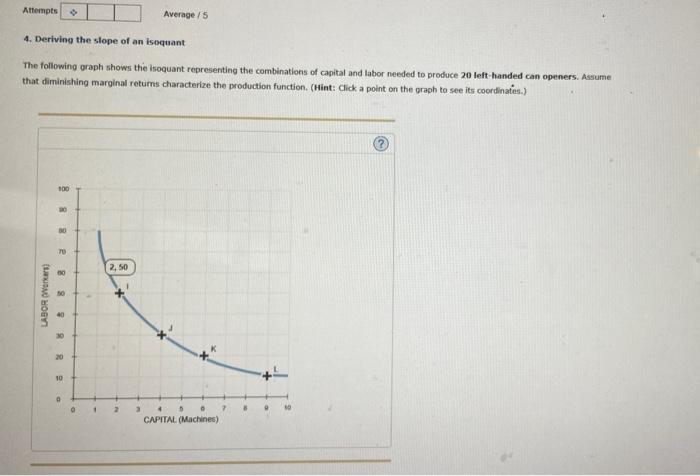 4. Deriving the slope of an isoquant
The following graph shows the isoquant representing the combinations of capital and labo