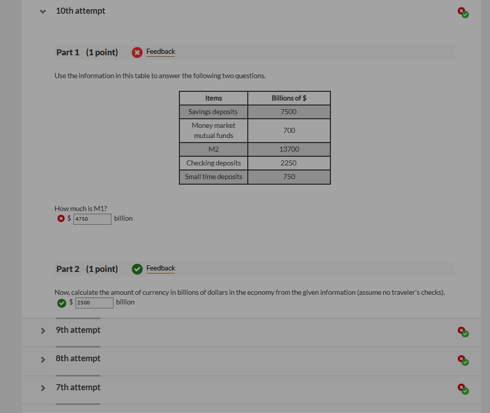 Solved Part 1 (1 ﻿point) ﻿Use the information in this table | Chegg.com