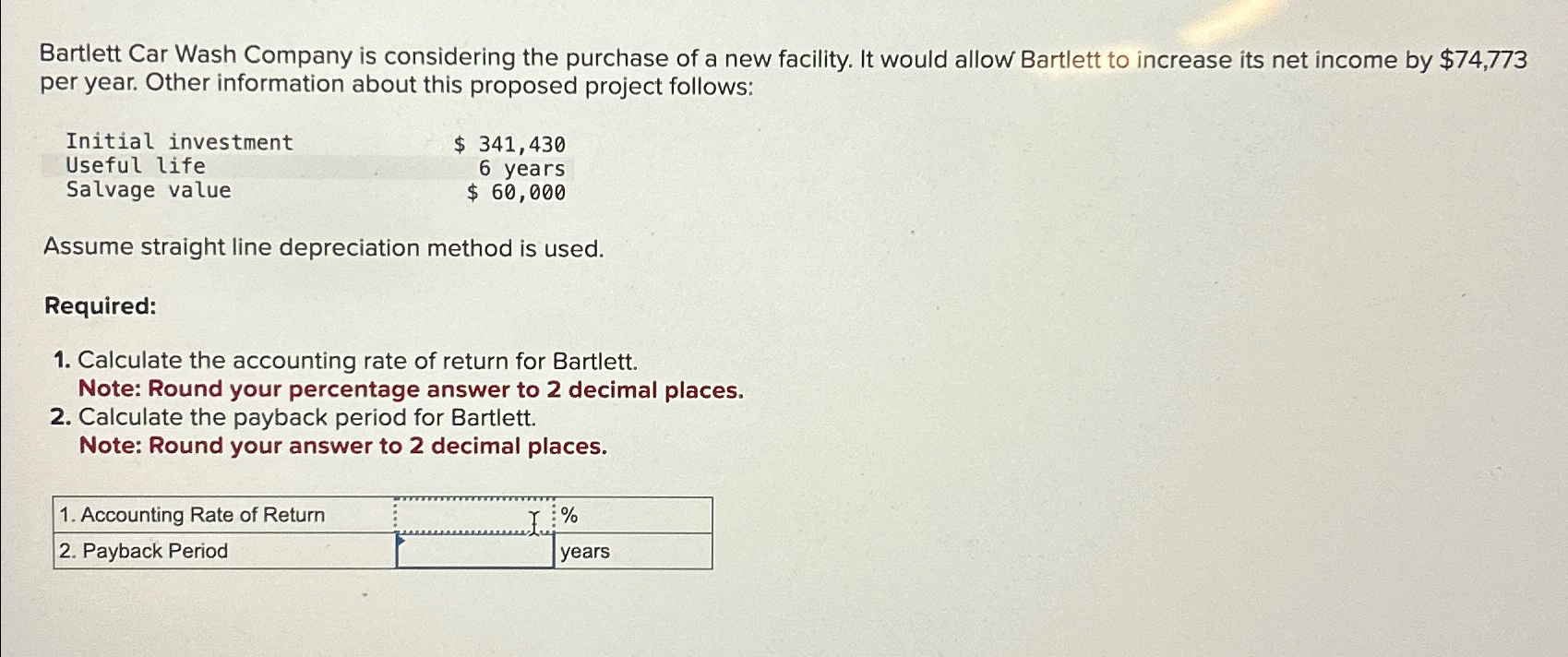 Solved Bartlett Car Wash Company is considering the purchase