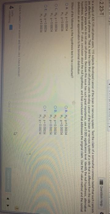 Solved In a study of 420,111 cell phone users, 144 subjects