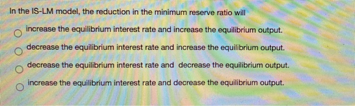 Solved In the IS-LM model, the reduction in the minimum | Chegg.com