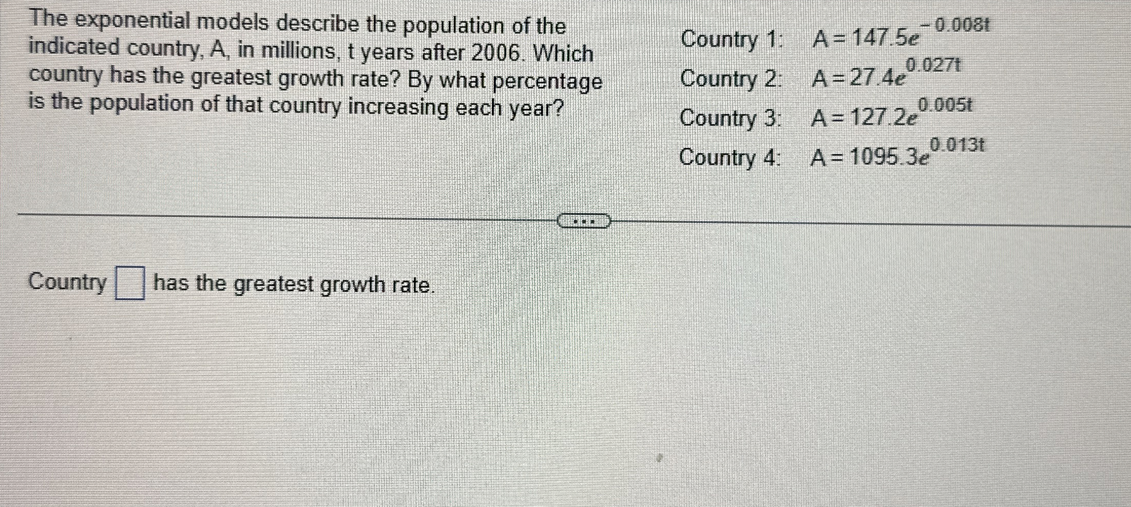 Solved The exponential models describe the population of the | Chegg.com