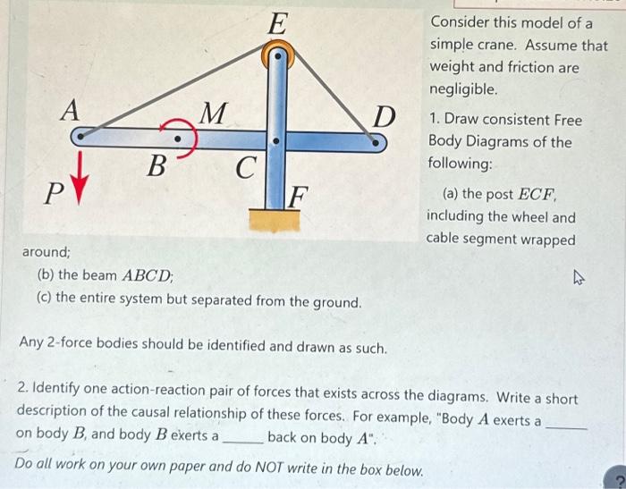 Solved Consider this model of a simple crane. Assume that | Chegg.com