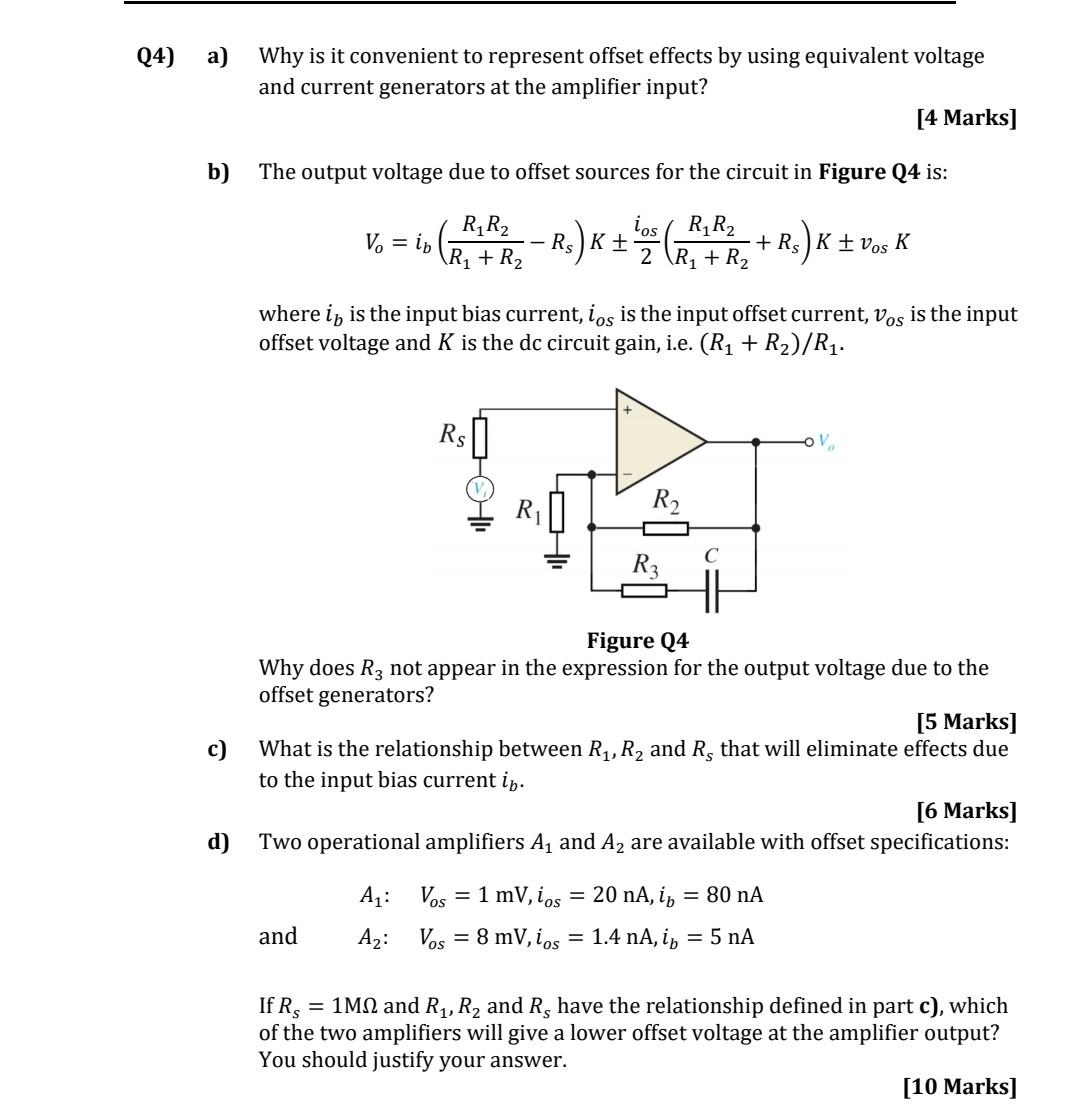 Solved (4) A) Why Is It Convenient To Represent Offset 