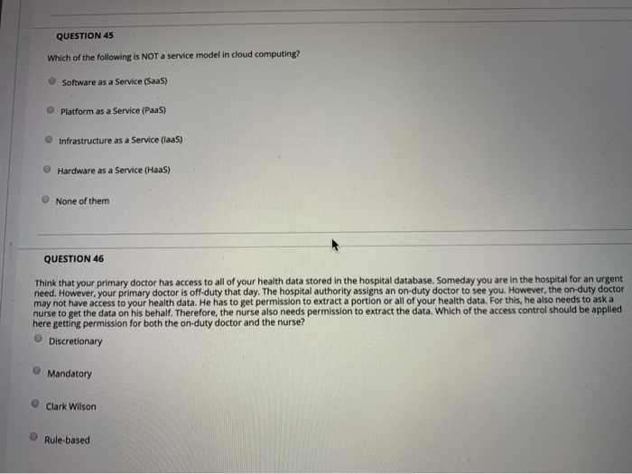 Solved QUESTION 45 Which of the following is NOT a service | Chegg.com