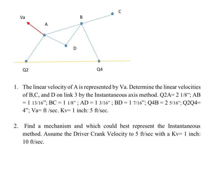 Solved Va B A А. D Q2 Q4 1. The linear velocity of A is | Chegg.com