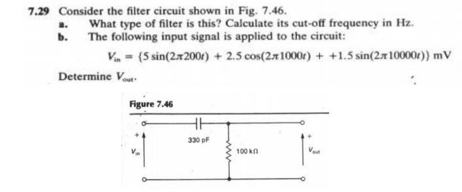 Solved 7.29 Consider the filter circuit shown in Fig. 7.46. | Chegg.com