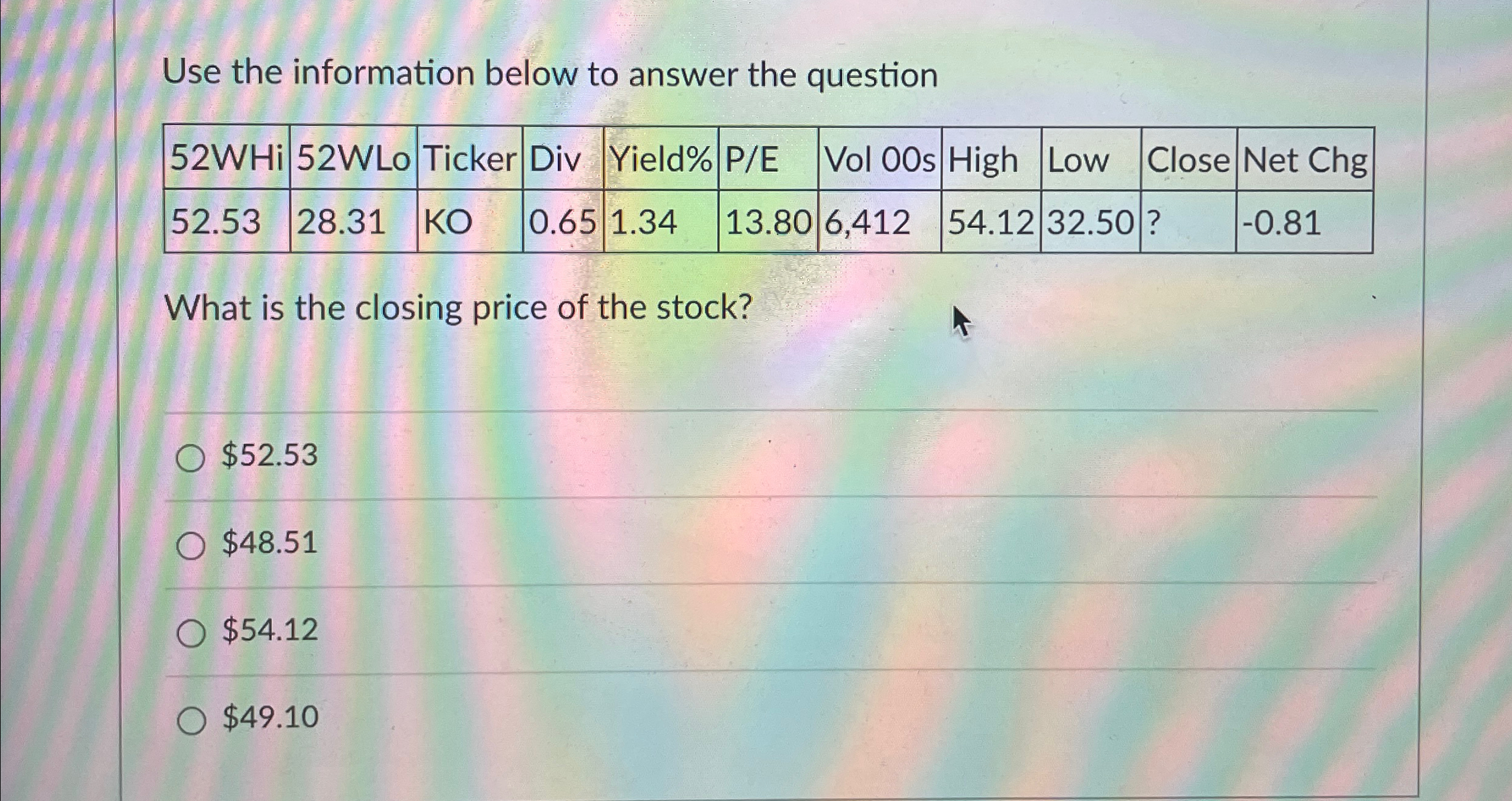 Solved Use the information below to answer the | Chegg.com