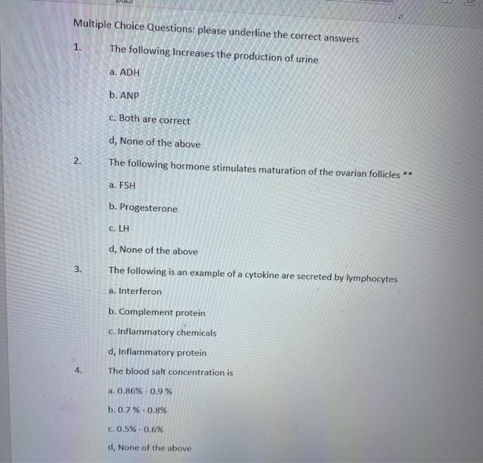 Solved 51 Multiple Choice Questions: please underline the | Chegg.com