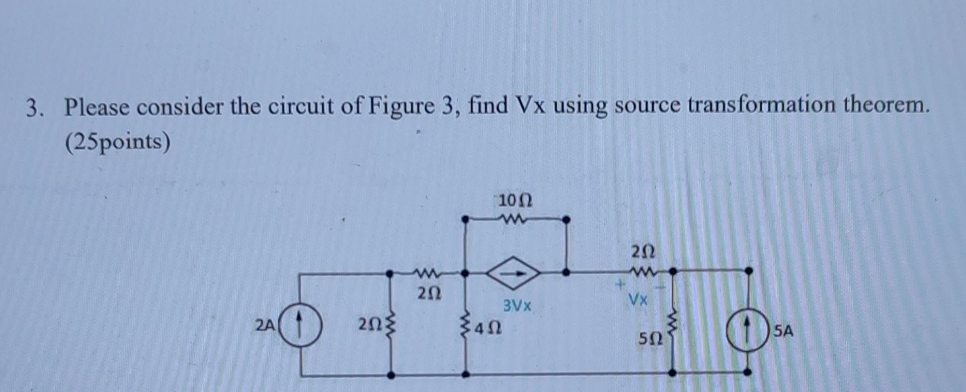 Solved 3. Please consider the circuit of Figure 3, find Vx | Chegg.com