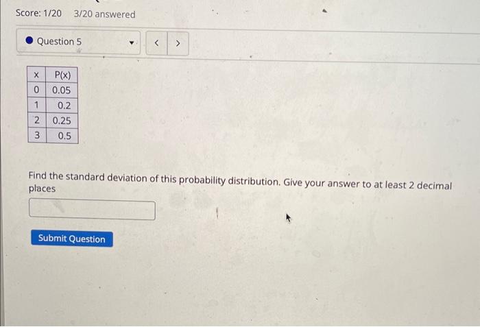Solved Find the standard deviation of this probability | Chegg.com
