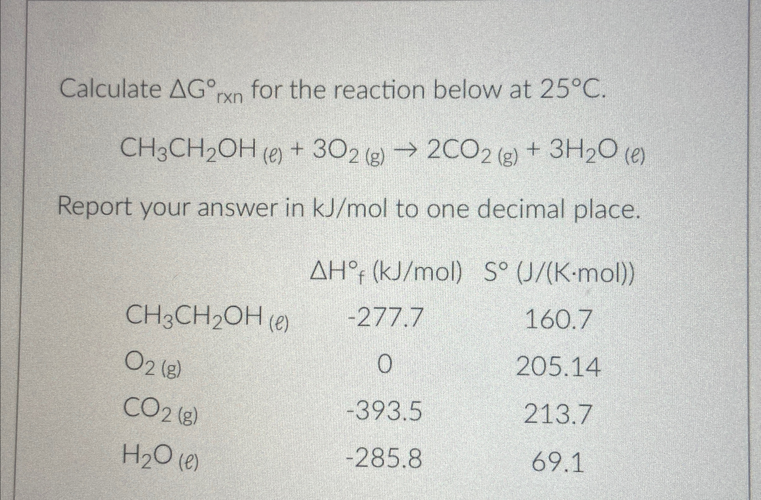 Solved Calculate ΔG°?rxn ﻿for the reaction below at | Chegg.com
