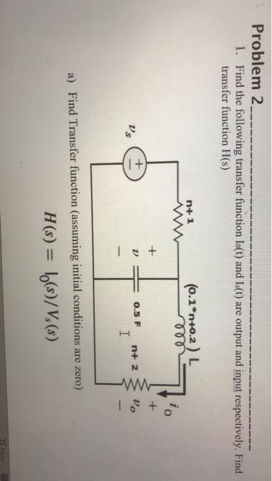 Solved Problem 2_____ 1. Find the following transfer | Chegg.com