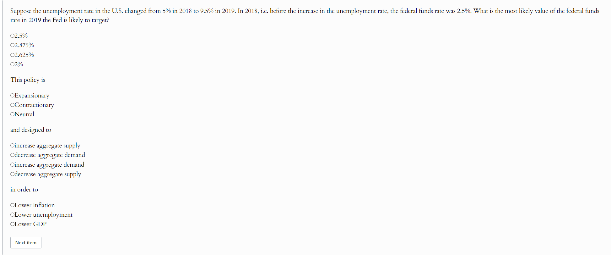 Solved Suppose the unemployment rate in the U.S. ﻿changed | Chegg.com