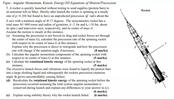 Rocket P Topic: Angular Momentum, Kinetic Energy/3D | Chegg.com