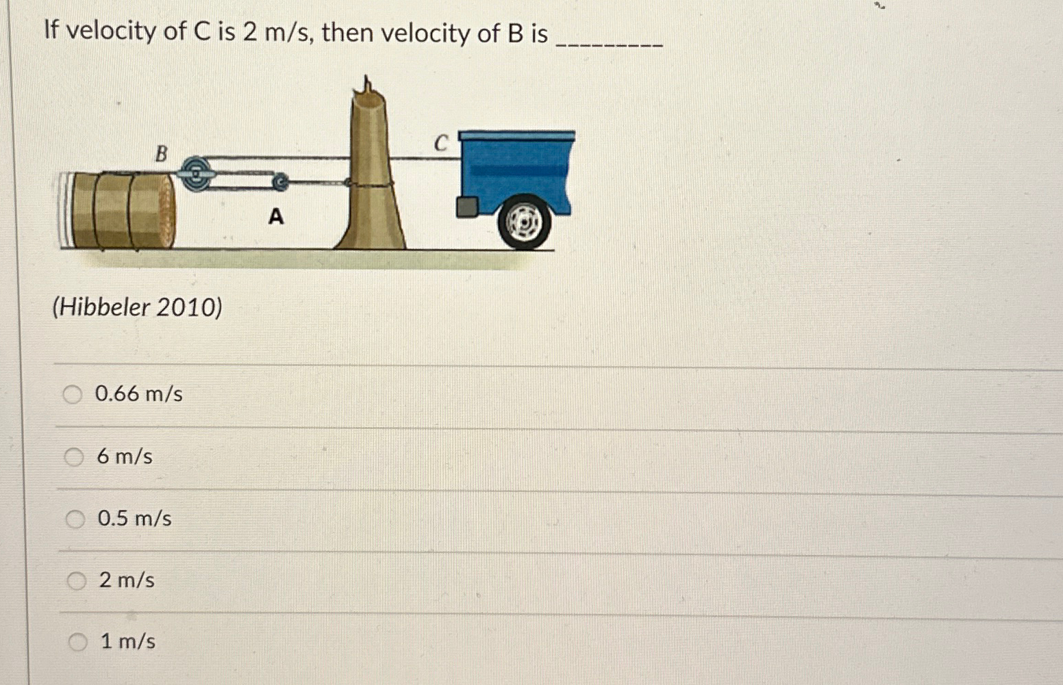 Solved If velocity of C ﻿is 2ms, ﻿then velocity of B | Chegg.com