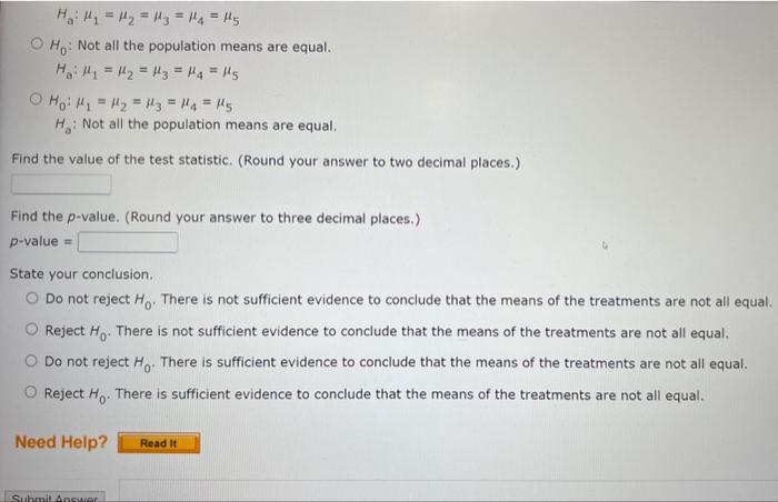 Solved The following data were obtained for a randomized | Chegg.com