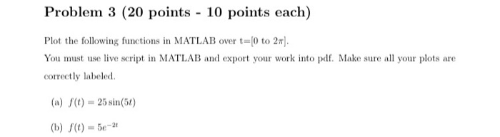 Solved Problem 3 (20 points - 10 points each) Plot the | Chegg.com