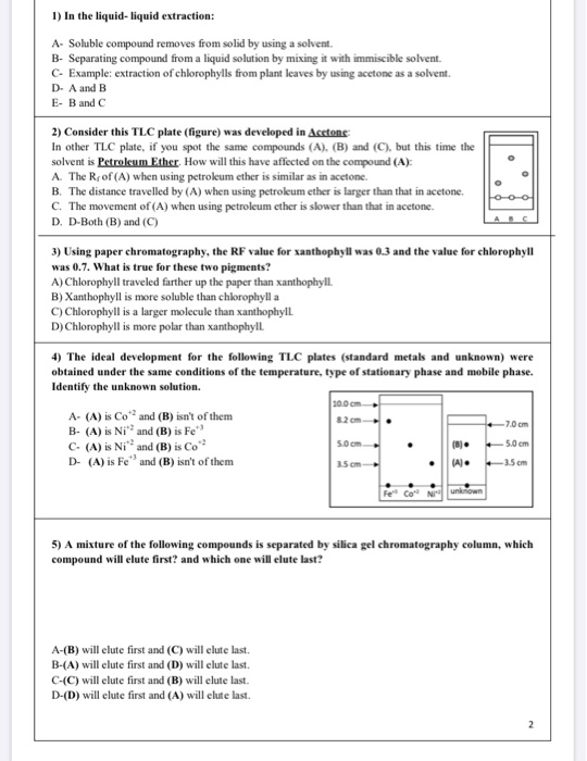 Solved 1) In The Liquid-liquid Extraction: A- Soluble | Chegg.com