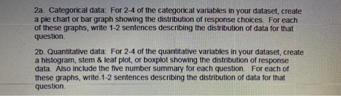 Solved 2a. Categorical data: For 2-4 of the categorical | Chegg.com