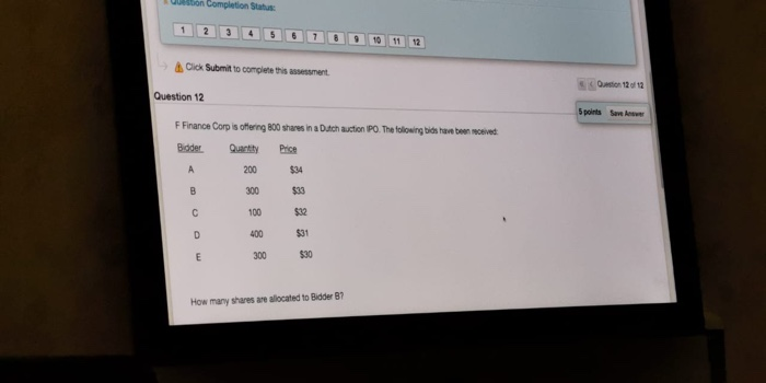 Solved on Completion Status 3 4 11 12 Click Submit to | Chegg.com