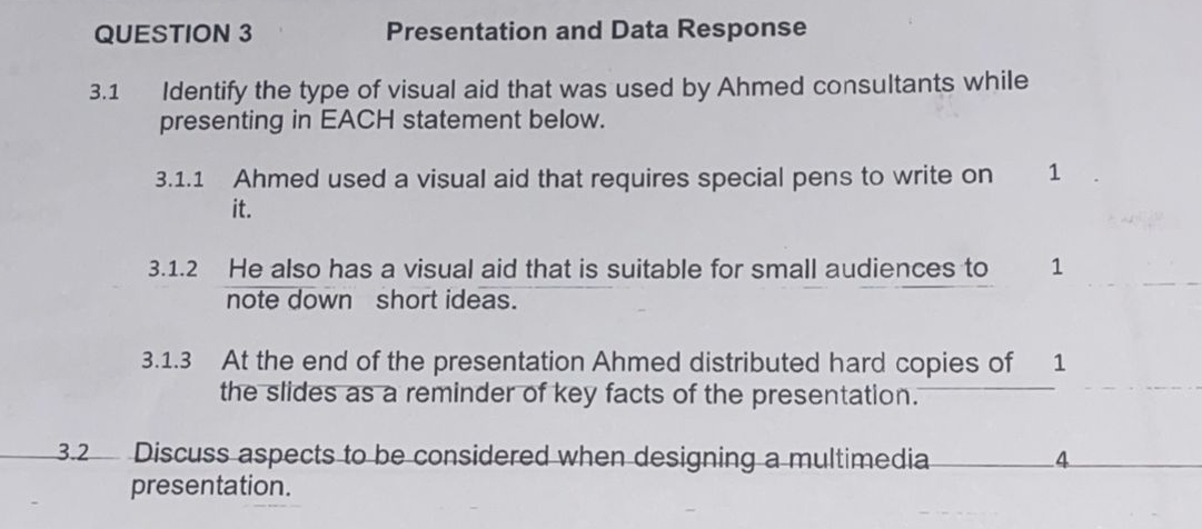 Solved Question 3presentation And Data Response3 1 ï Identify Chegg