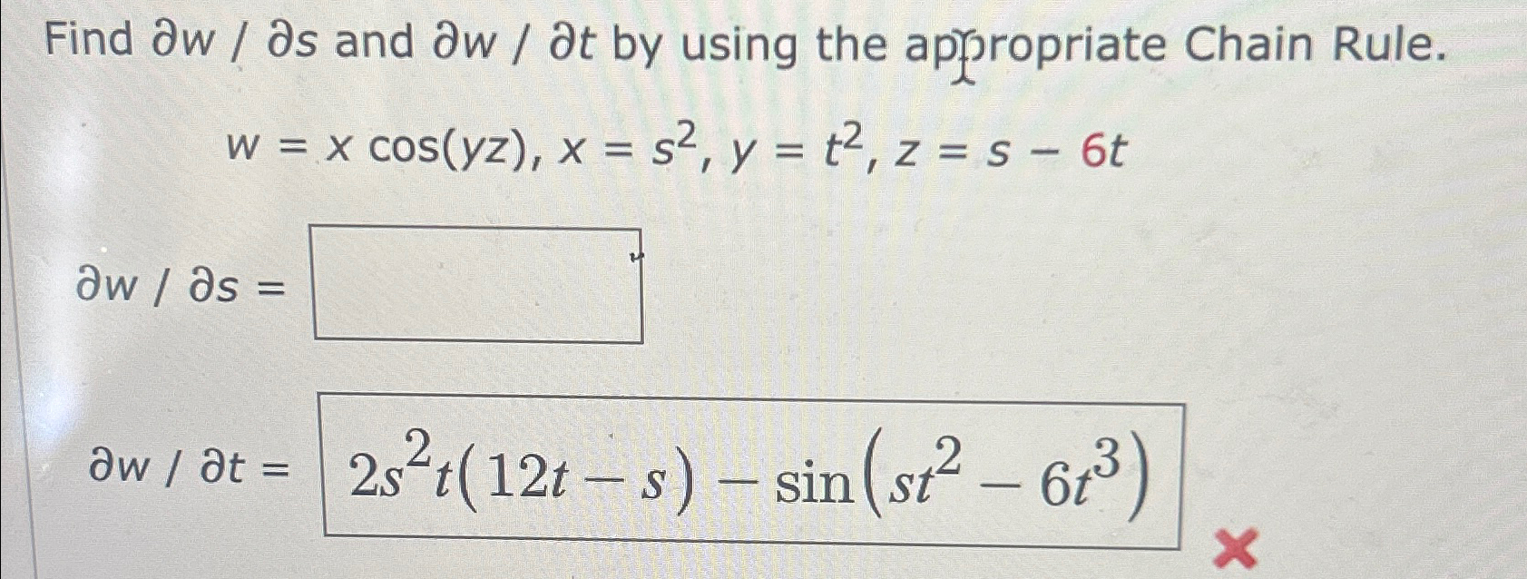 Solved Find delwdels and delwdelt by using the apjropriate | Chegg.com