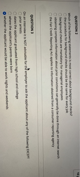 Solved 10 F Question 2 Which Of The Following Statements Chegg Com