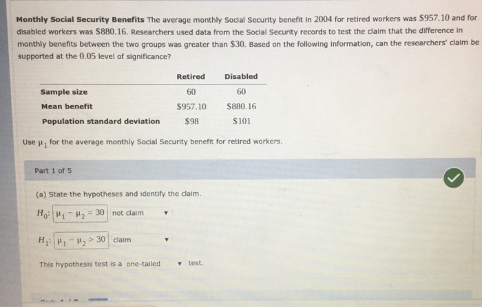 Solved Monthly Social Security Benefits The Average Monthly Chegg Com