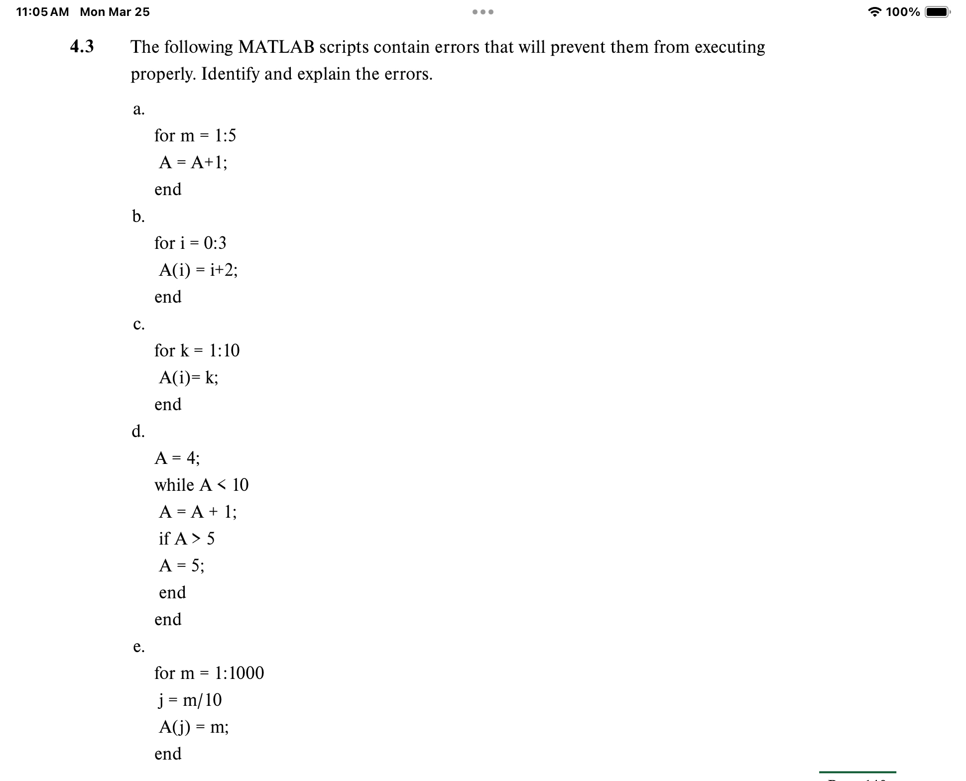 Solved 11:05 ﻿AM Mon Mar 254.3 ﻿The following MATLAB scripts | Chegg.com