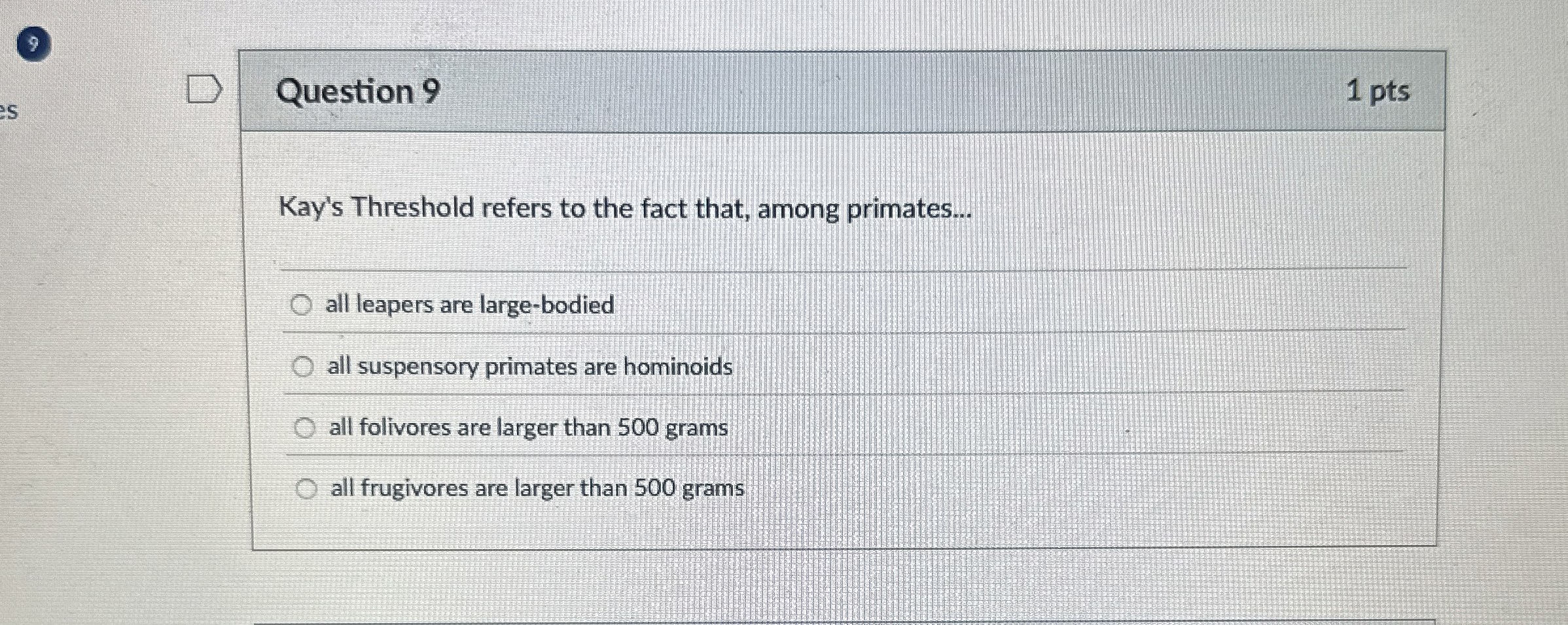 Solved 9Question 91 ﻿ptsKay's Threshold refers to the fact | Chegg.com