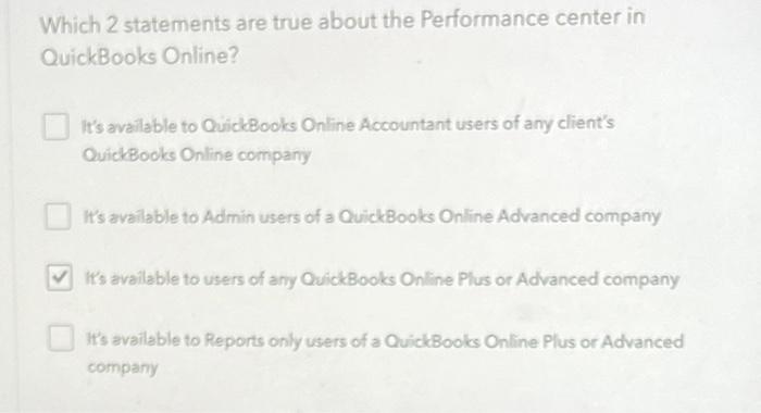 Solved Which 2 statements are true about the Performance | Chegg.com