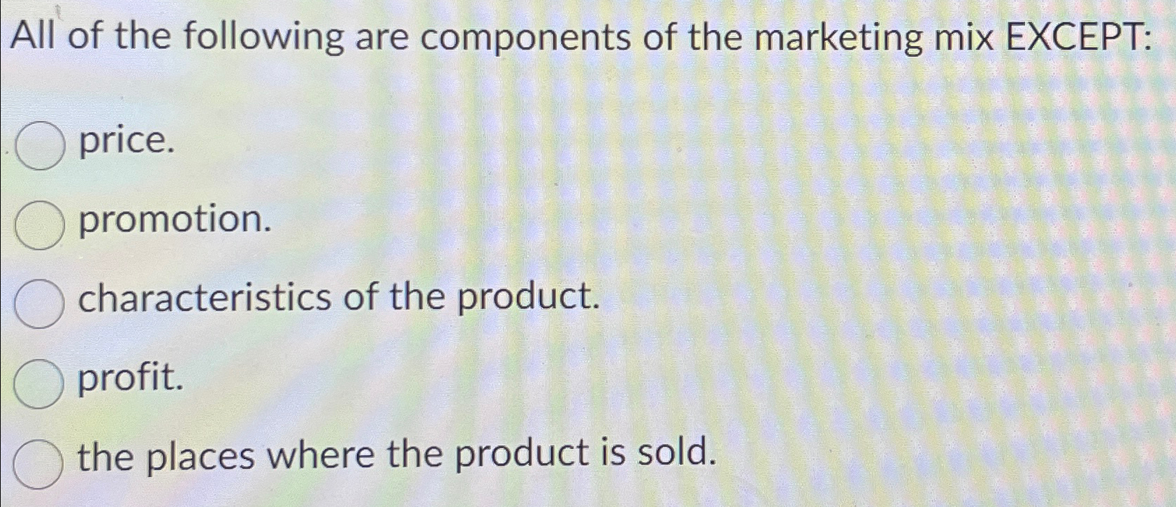 Solved All of the following are components of the marketing | Chegg.com