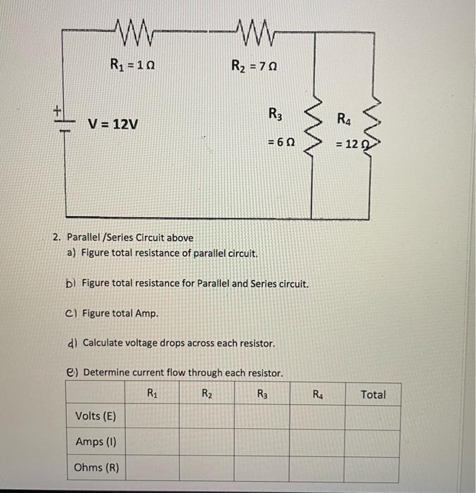 Solved 2. Parallel/Series Circuit Above A) Figure Total | Chegg.com