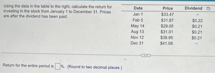 Solved Using the data in the table to the right, calculate | Chegg.com