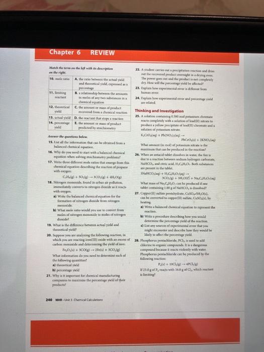 Solved Chapter 6 REVIEW Knowledge and Understanding Choose | Chegg.com