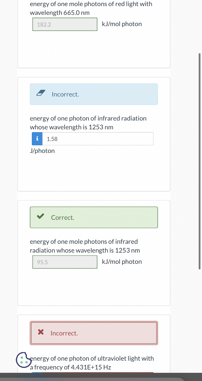 energy of one mole photons of red light with | Chegg.com