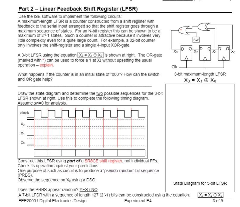 Solved sw Part 2 - Linear Feedback Shift Register (LFSR) Use | Chegg.com