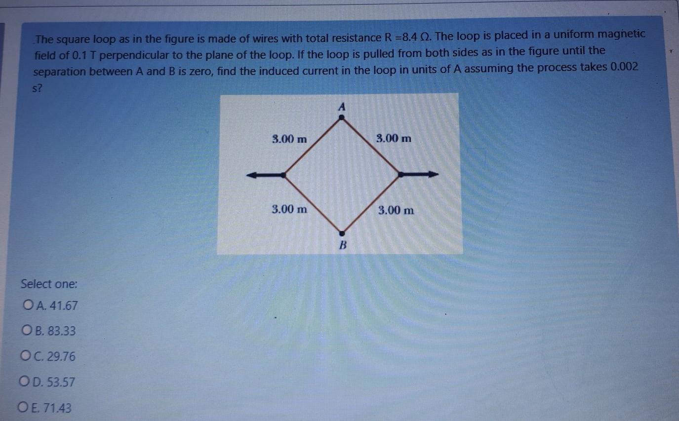 Solved The square loop as in the figure is made of wires | Chegg.com
