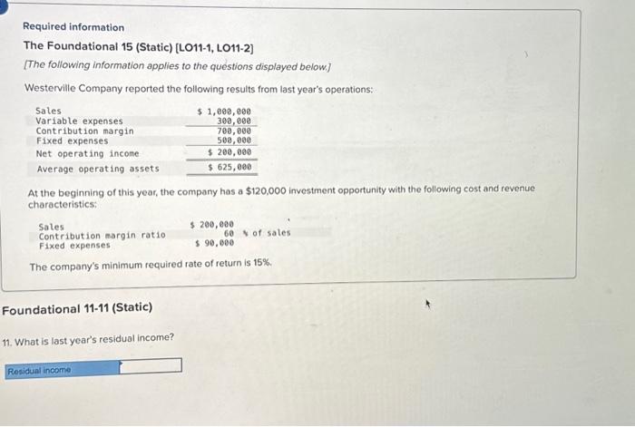 Solved Required Information The Foundational 15 (Static) | Chegg.com