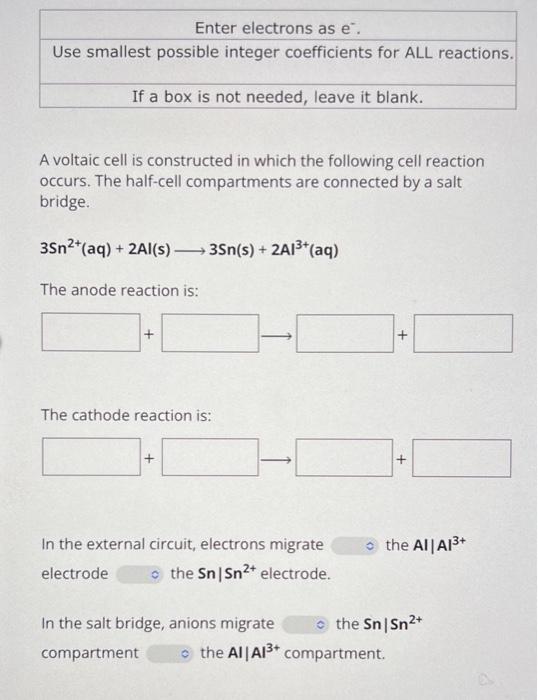 Solved A voltaic cell is constructed in which the following | Chegg.com