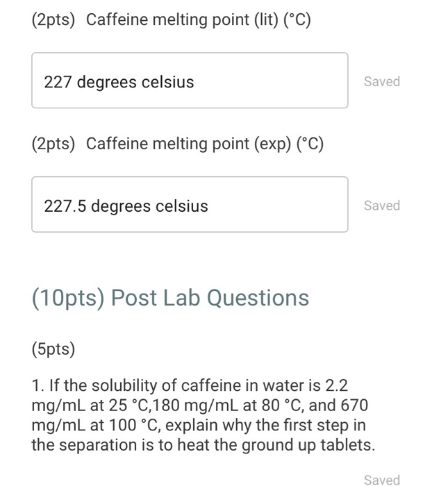 1 If The Solubility Of Caffeine In Water Is 2 2 Chegg Com