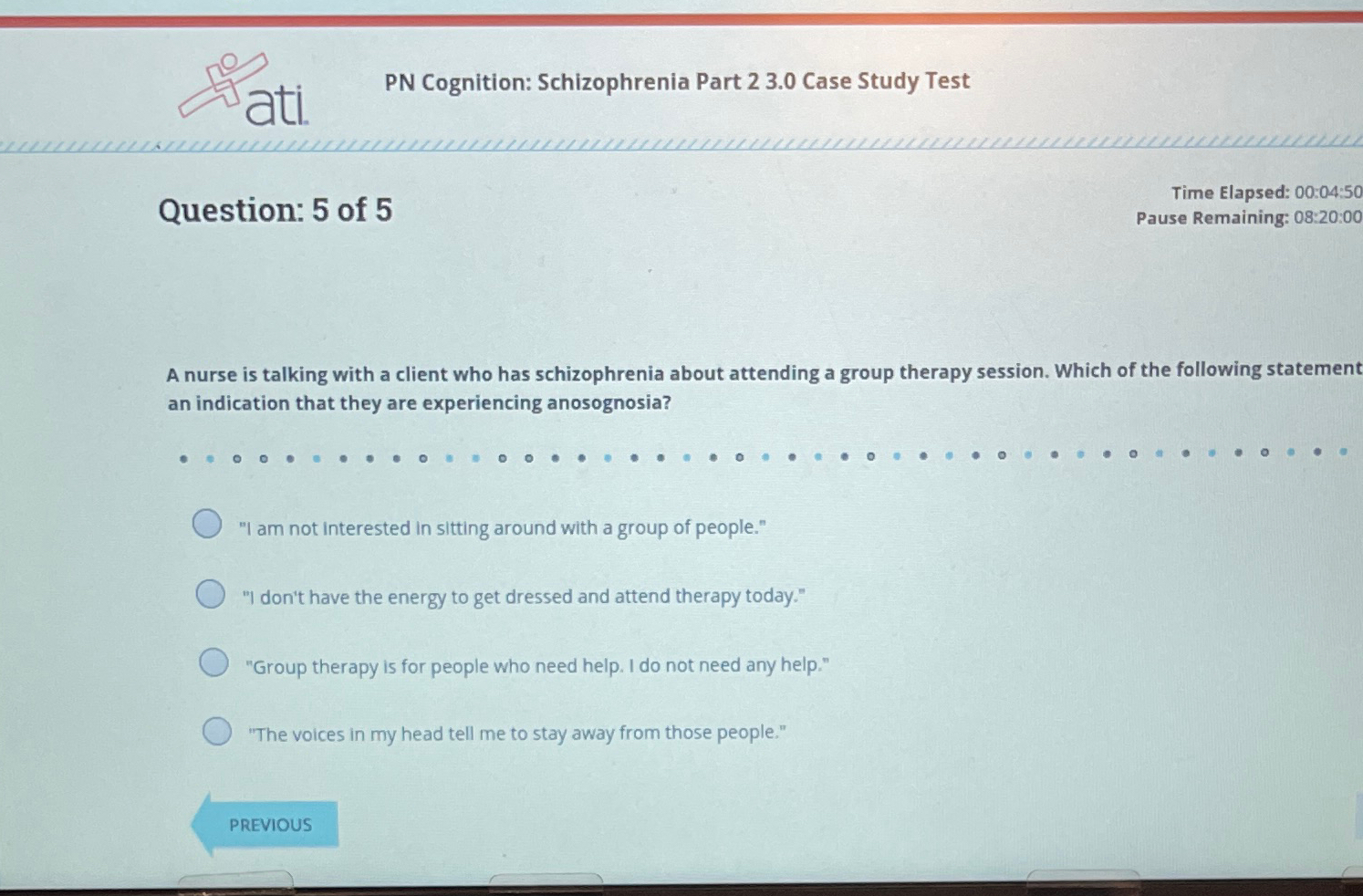 pn cognition schizophrenia part 1 3.0 case study test