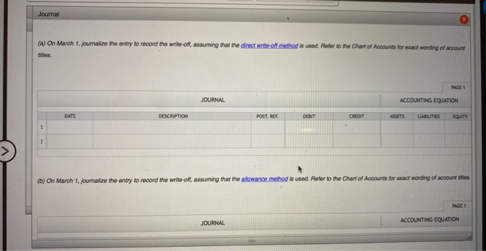 Solved Entries to write off accounts receivable Instructions | Chegg.com
