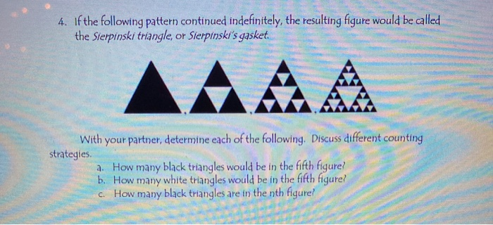 Solved 4. If the following pattern continued indefinitely, | Chegg.com