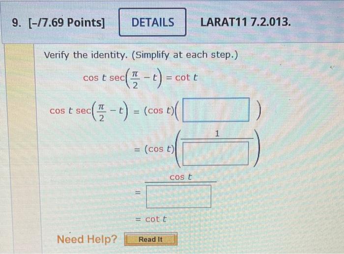 Solved Verify The Identity Simplify At Each Step